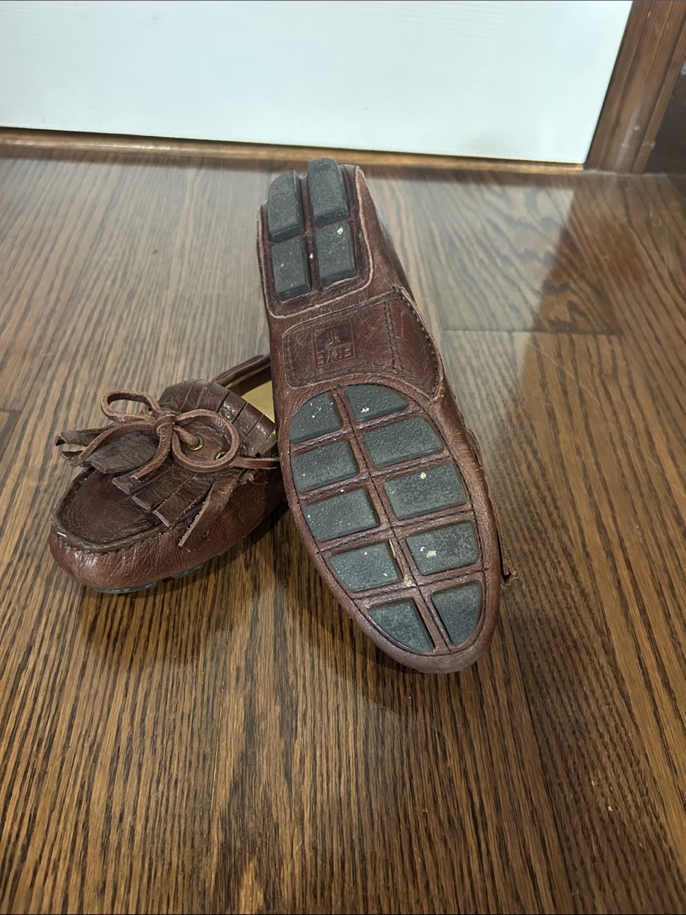 Frye Brown Leather Regina Moccasin flat loafer shoes6.5 - Picture 6 of 7